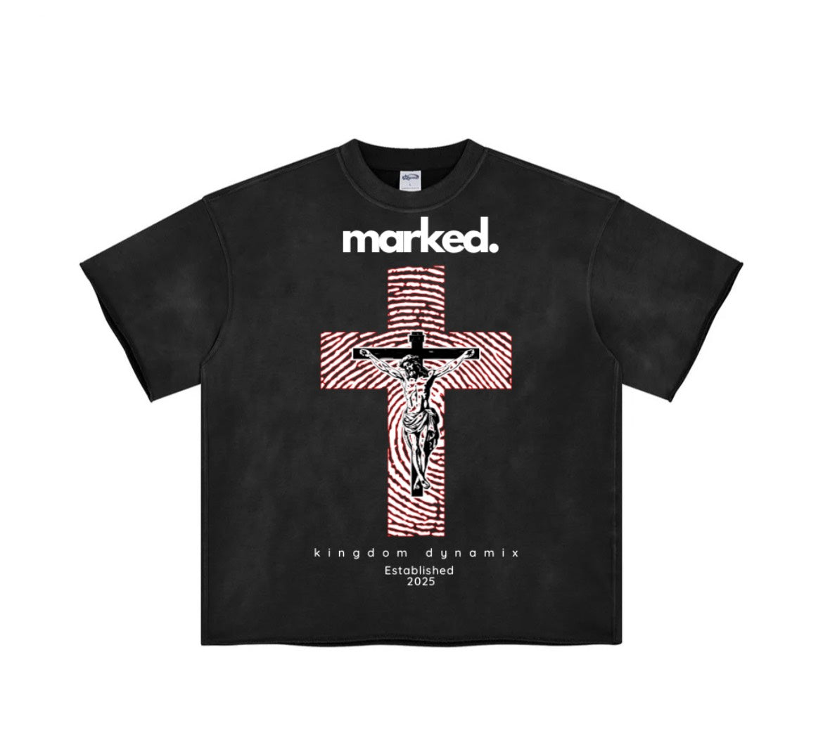 Marked Graphic Tee W/Red Finger Print